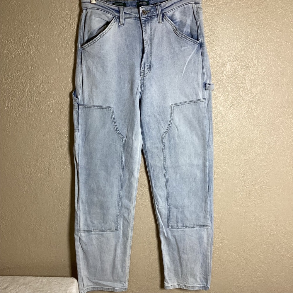 Wild Fable Super High-Rise Straight Carpenter Jeans Light Wash Double Knee SZ 10